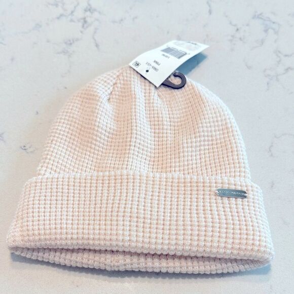 Women Steve Madden Waffle Beanie, winter hat size OS, tan/ pink - Picture 6 of 8